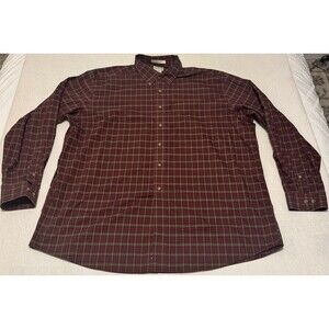 LL Bean Regular Fit Wrinkle Free Button Up Shirt Men XXL 218573 Red Green Plaid